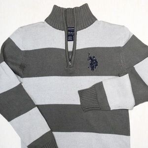 🐝 US Polo Assn. Boys Grey Striped Sweater 10/12